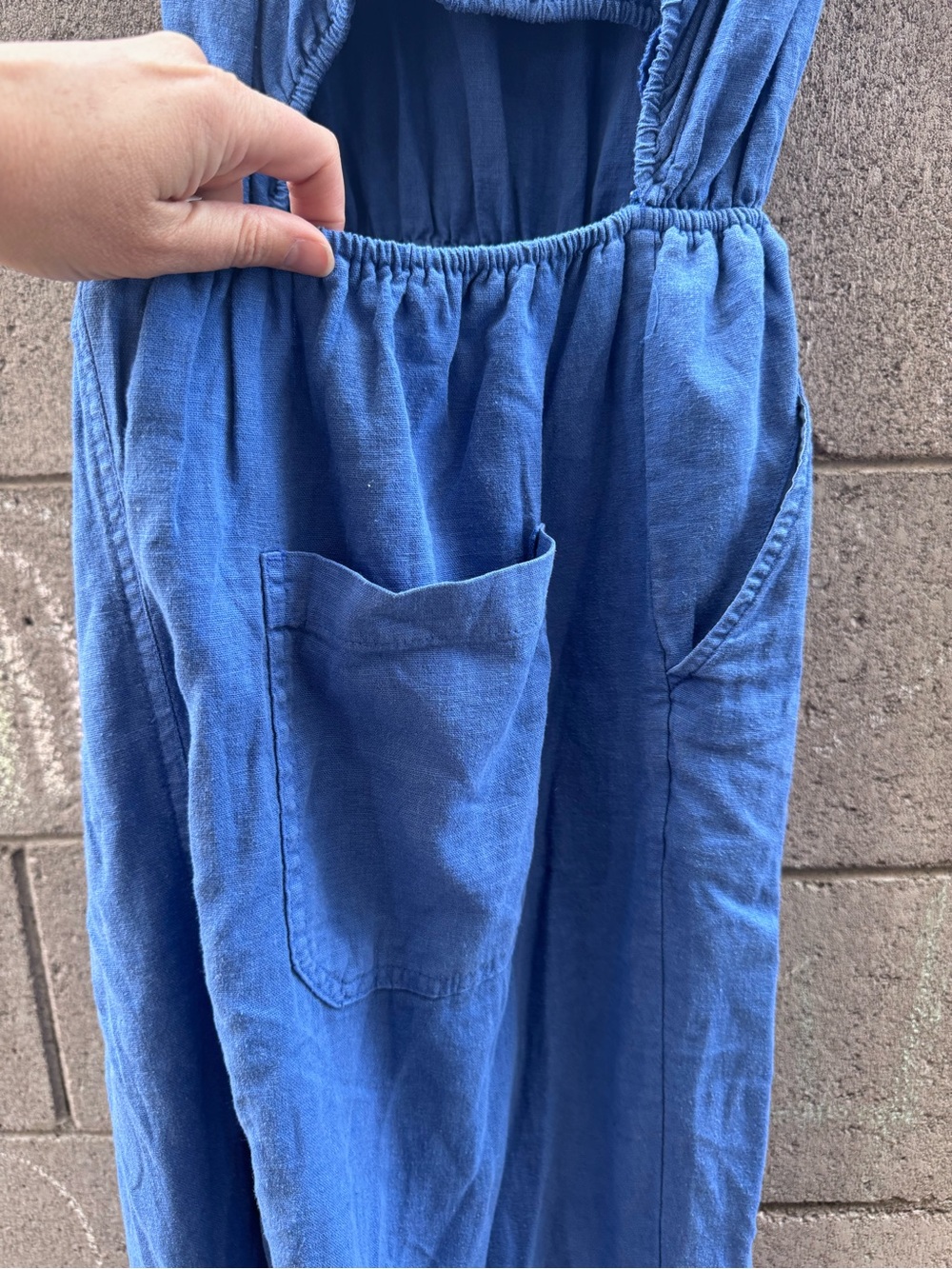 NWT Universal Thread Blue Linen Blend Open Back Jumpsuit Large - Picture 12 of 13